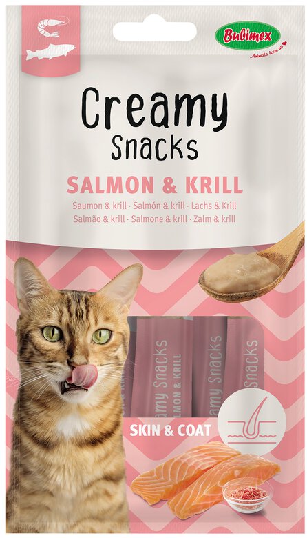 BUBIMEX - Crème à Lécher x4 Saumon et Krill pour Chats - 60g