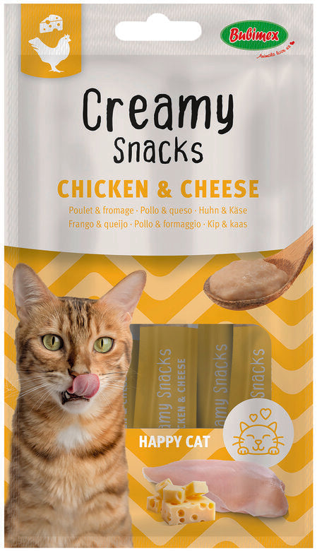 BUBIMEX - Crème à Lécher x4 Poulet / Fromage pour Chats - 60g