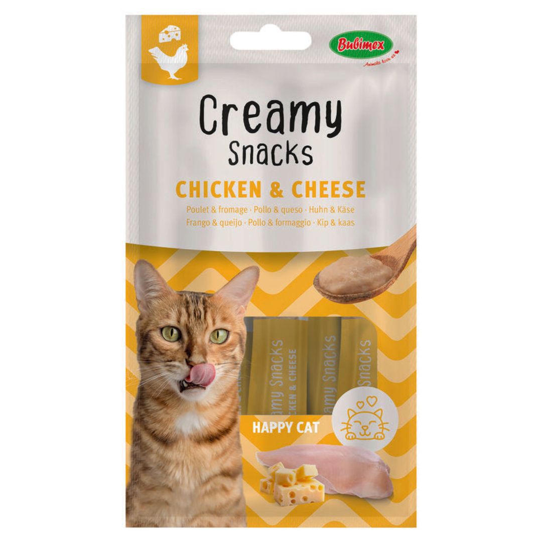BUBIMEX - Crème à Lécher x4 Poulet / Fromage pour Chats - 60g