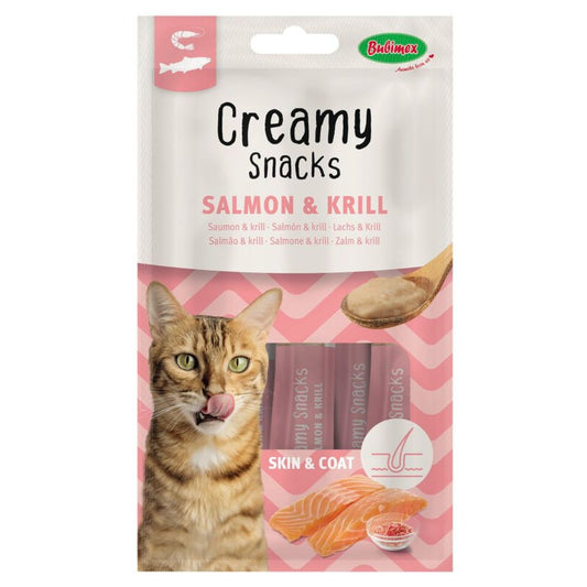 BUBIMEX - Crème à Lécher x4 Saumon et Krill pour Chats - 60g